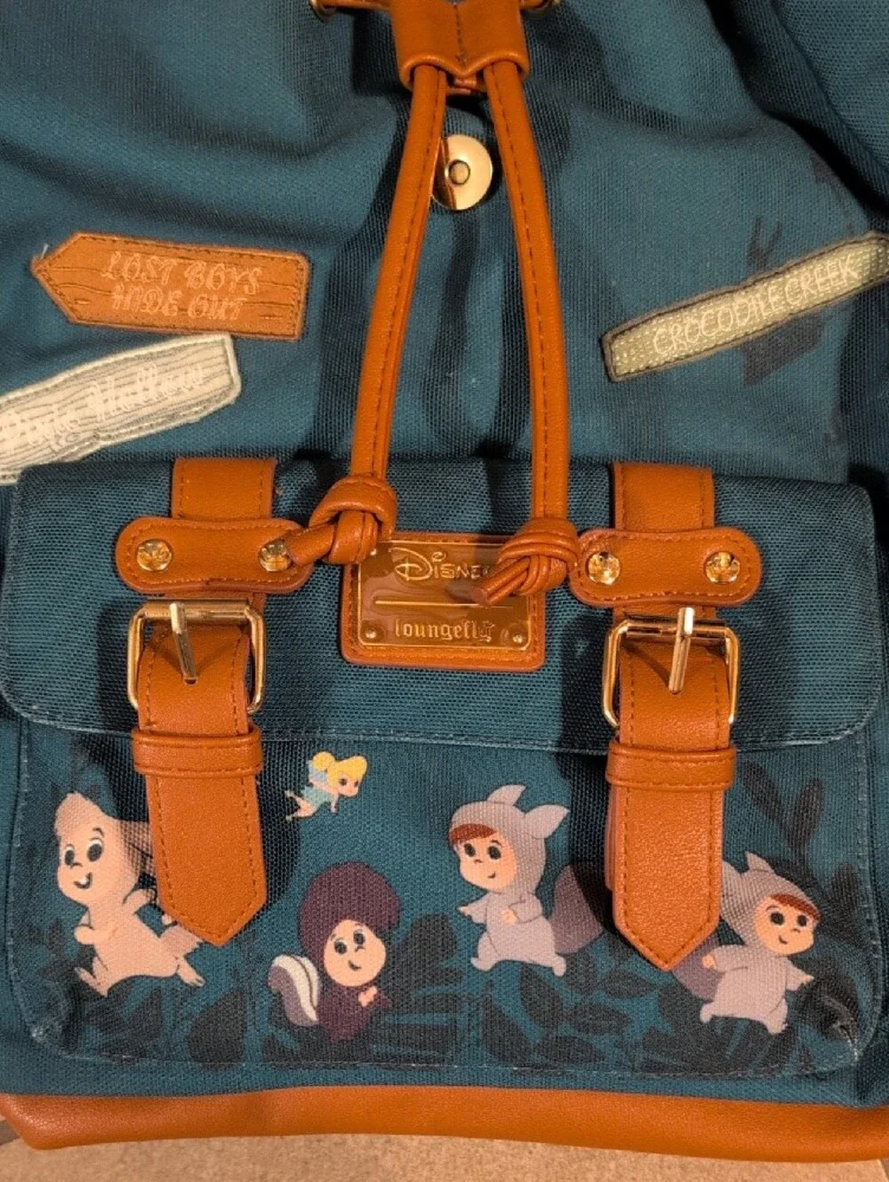 Loungefly Disney Green and Brown Peter Pan Patch Backpack
